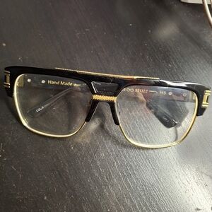 Shabazz Vintage Black and Gold Semi-Rim Eyeglasses
